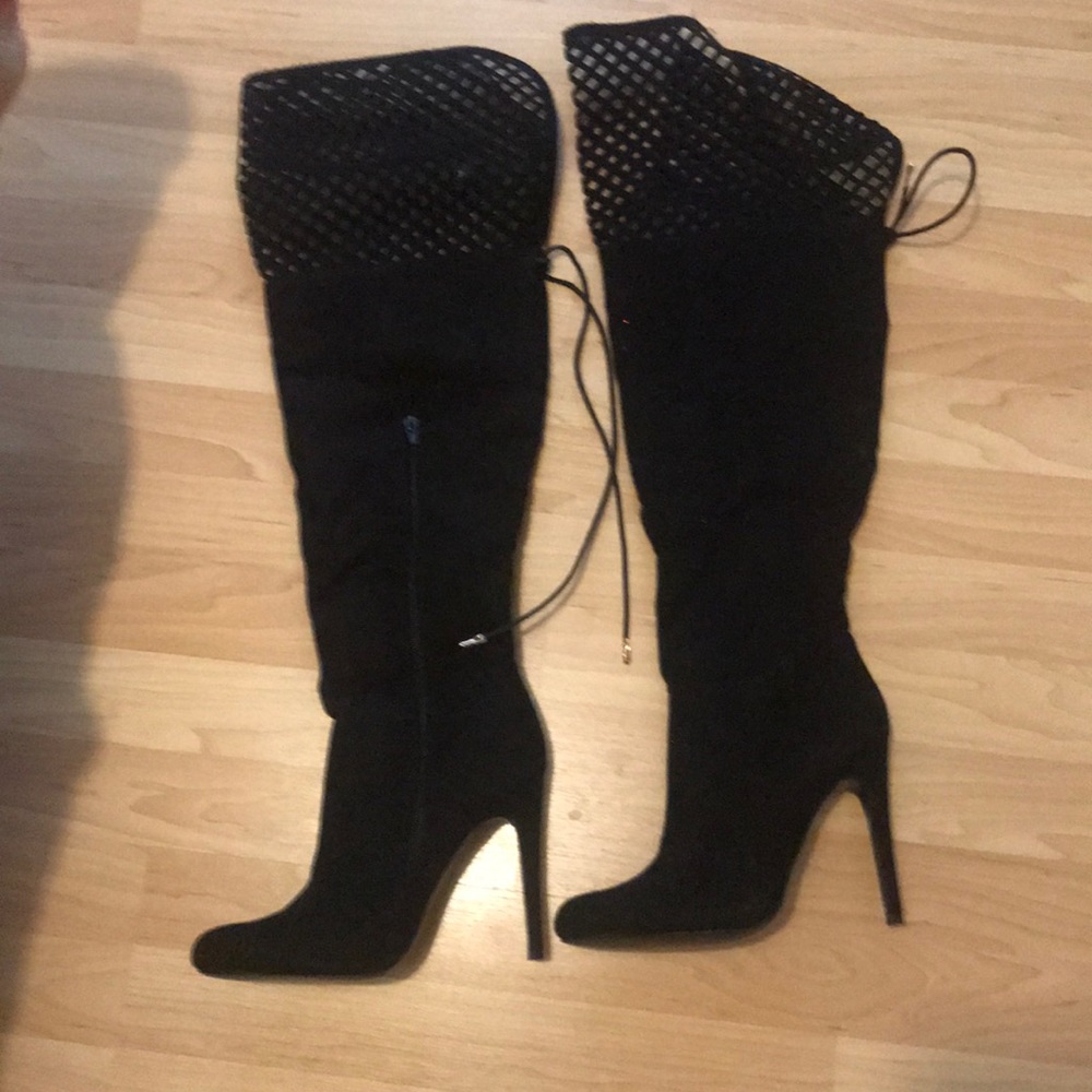 Black thigh high boots!